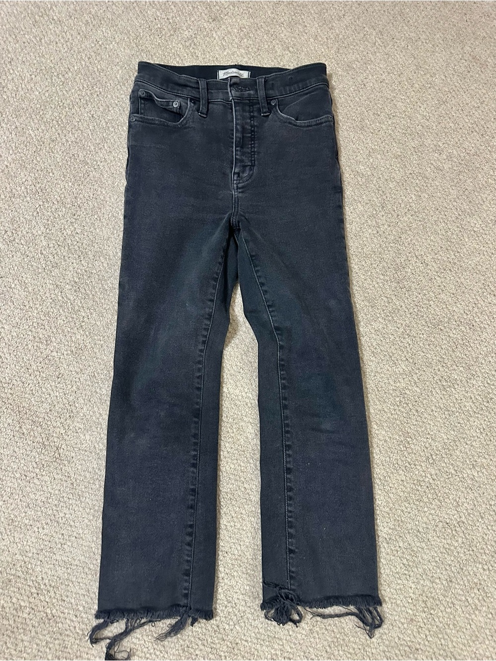 Madewell Black Cali Demi Ankle Boot Jeans Frayed Hem 26